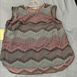 Sejour Pink and Black Chevron Blouse